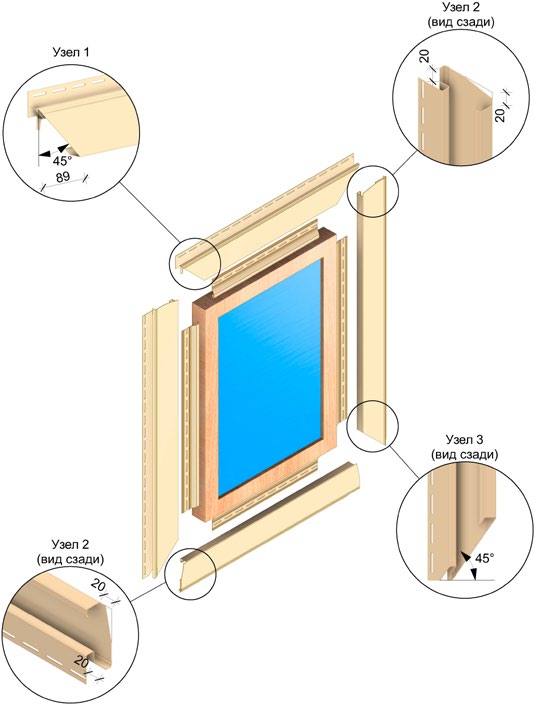 Обрамление оконного проёма при помощи наличника 89 мм.
