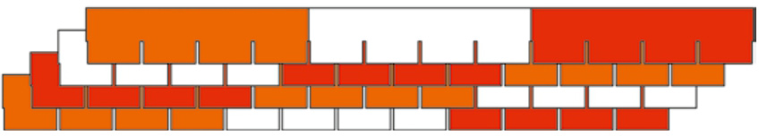 Схема чередования фасадной плитки. Каждый цвет
                    соответствует отдельной упаковке фасадной плитки.