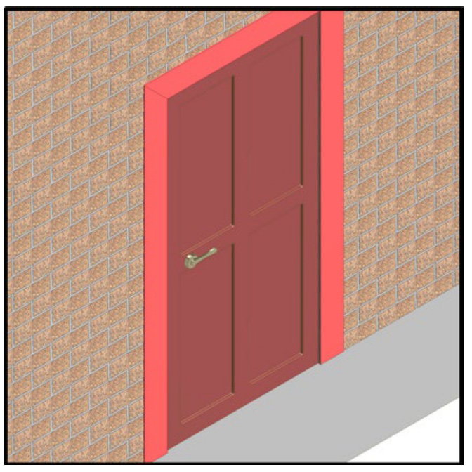 Обрамление дверного проёма при помощи накладных
                    деревянных или металлических наличников.